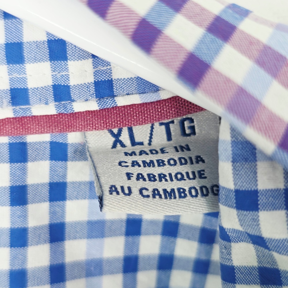 Tommy Bahama The Siesta Key Mens XL Blue Purple Gingham Check Button Down Shirt - Picture 4 of 10